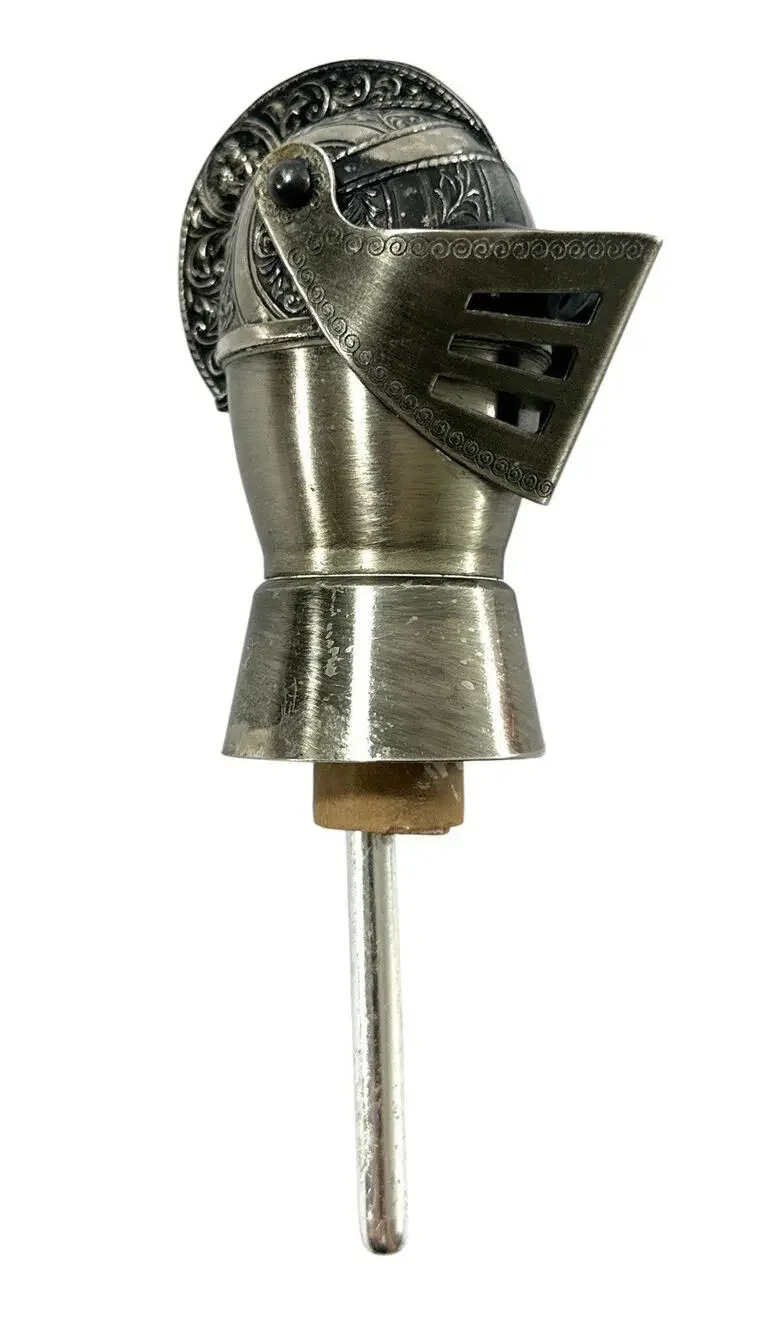 Vintage Knight Helmet Wine Bottle Pourer Medieval Armor Liquor Spout Barware